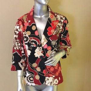 DStudio Floral Cotton Blend Blazer Jacket